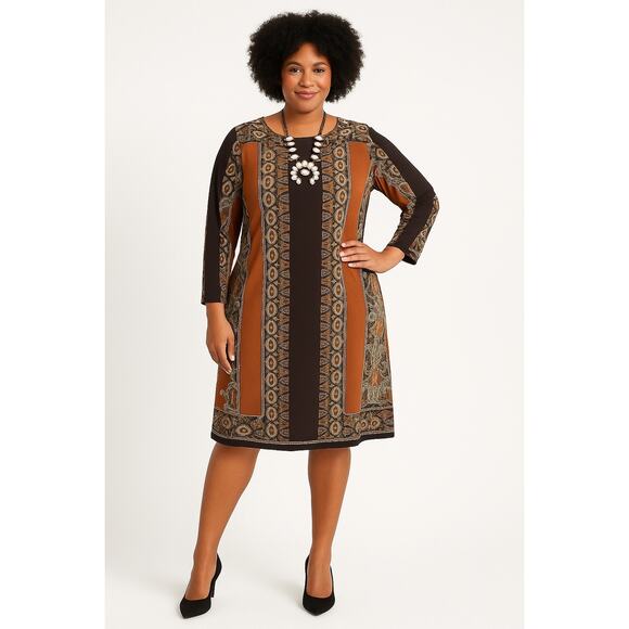 Avenue Boho Border Print Jersey Sheath Dress – Plus Size 26/28 - Picture 2 of 6